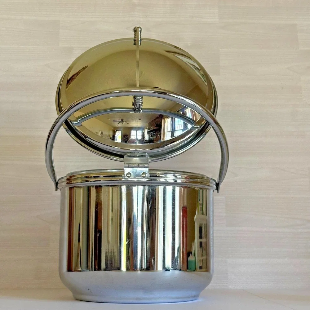 Vintage Keystoneware Pyrex Ice Bucket‎ Chrome Swing Handle Mid Century Barware